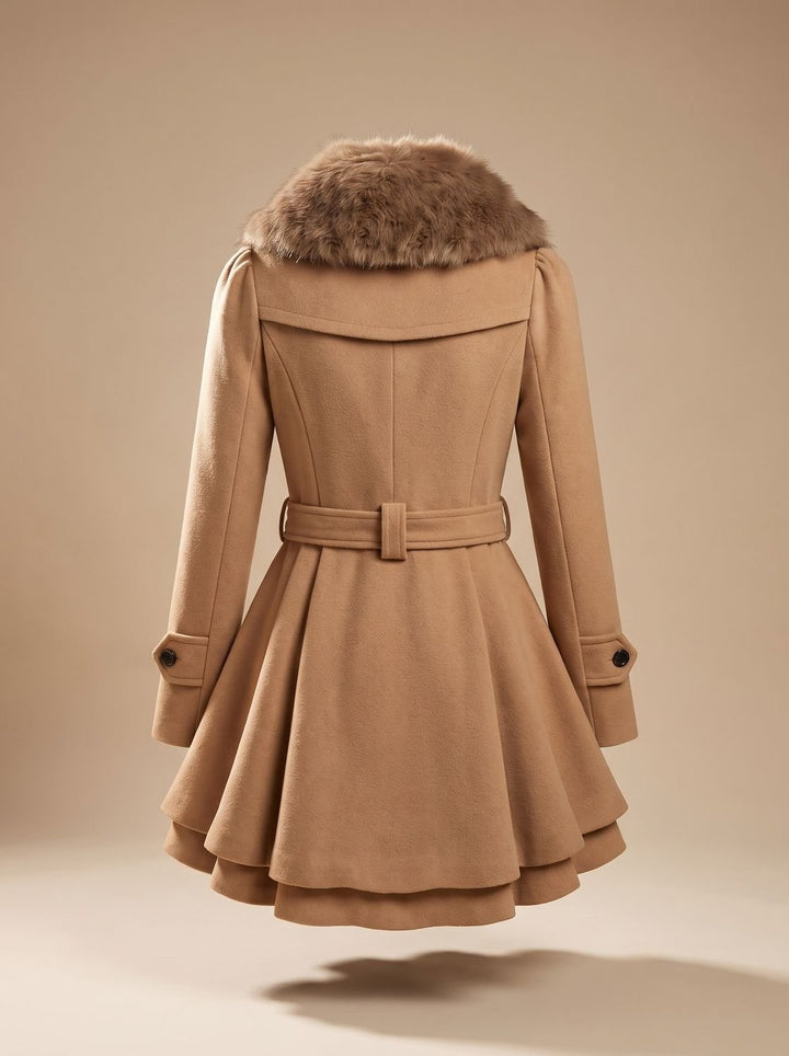Clementine | Women's Double-Breasted Peacoat with Faux Fur Collar
