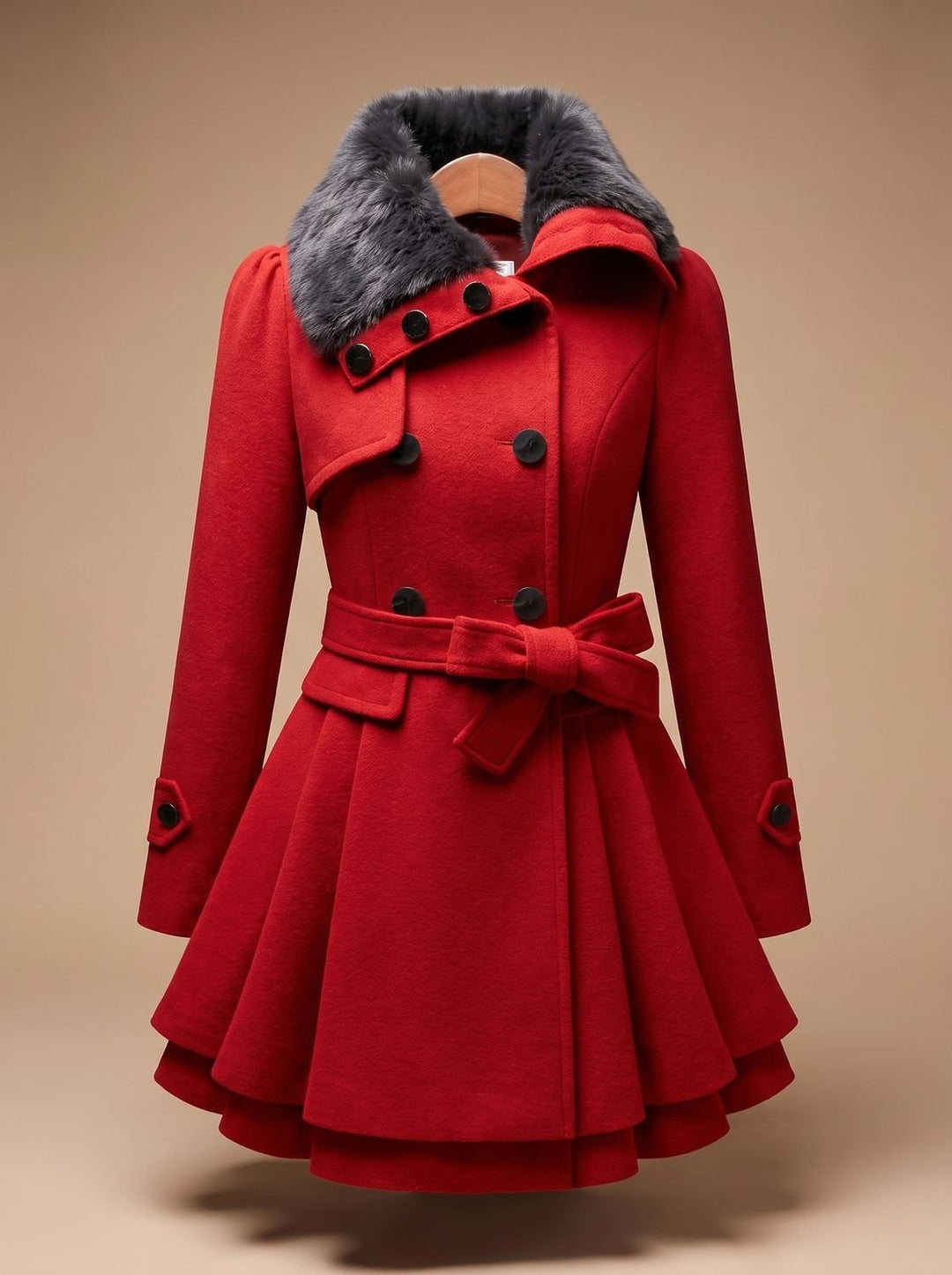 Clementine | Women's Double-Breasted Peacoat with Faux Fur Collar