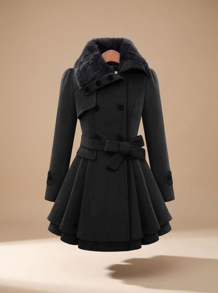 Clementine | Women's Double-Breasted Peacoat with Faux Fur Collar