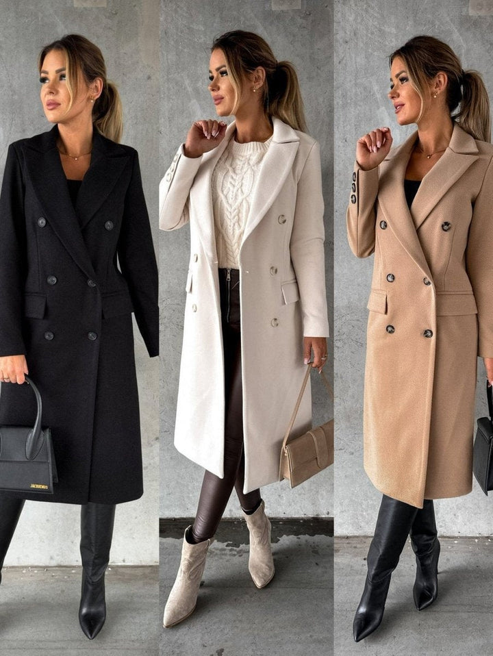 Clementine | Women's Long Double-Breasted Winter Coat with Lapels