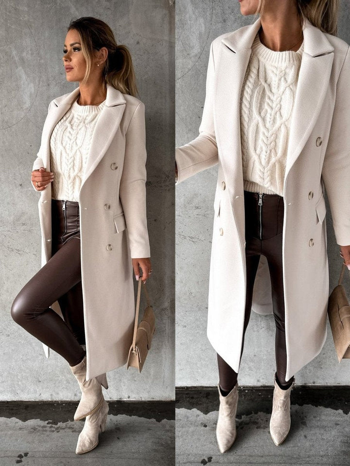 Clementine | Women's Long Double-Breasted Winter Coat with Lapels