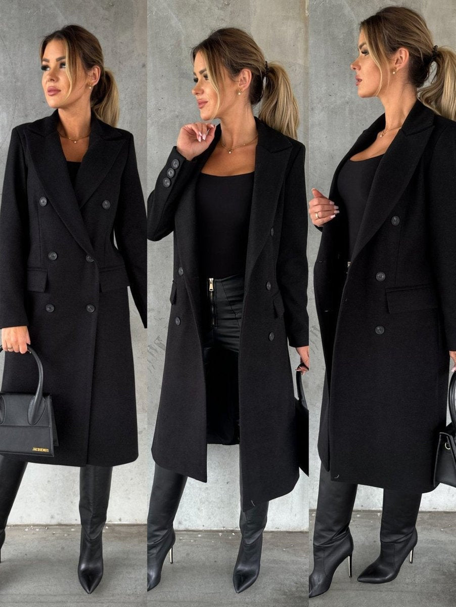Clementine | Women's Long Double-Breasted Winter Coat with Lapels