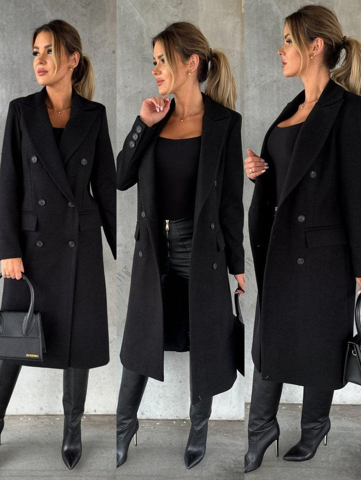 Clementine | Women's Long Double-Breasted Winter Coat with Lapels