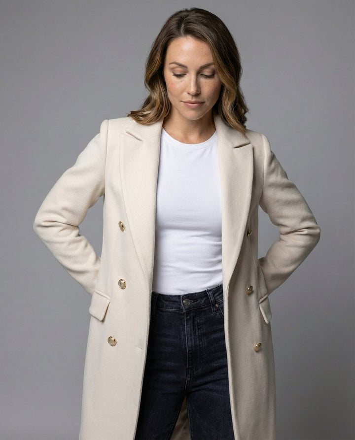 Clementine | Women's Long Double-Breasted Winter Coat with Lapels