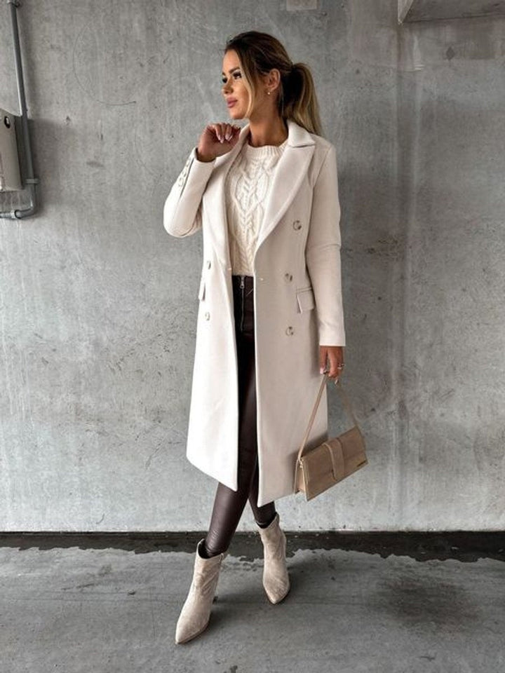 Clementine | Women's Long Double-Breasted Winter Coat with Lapels