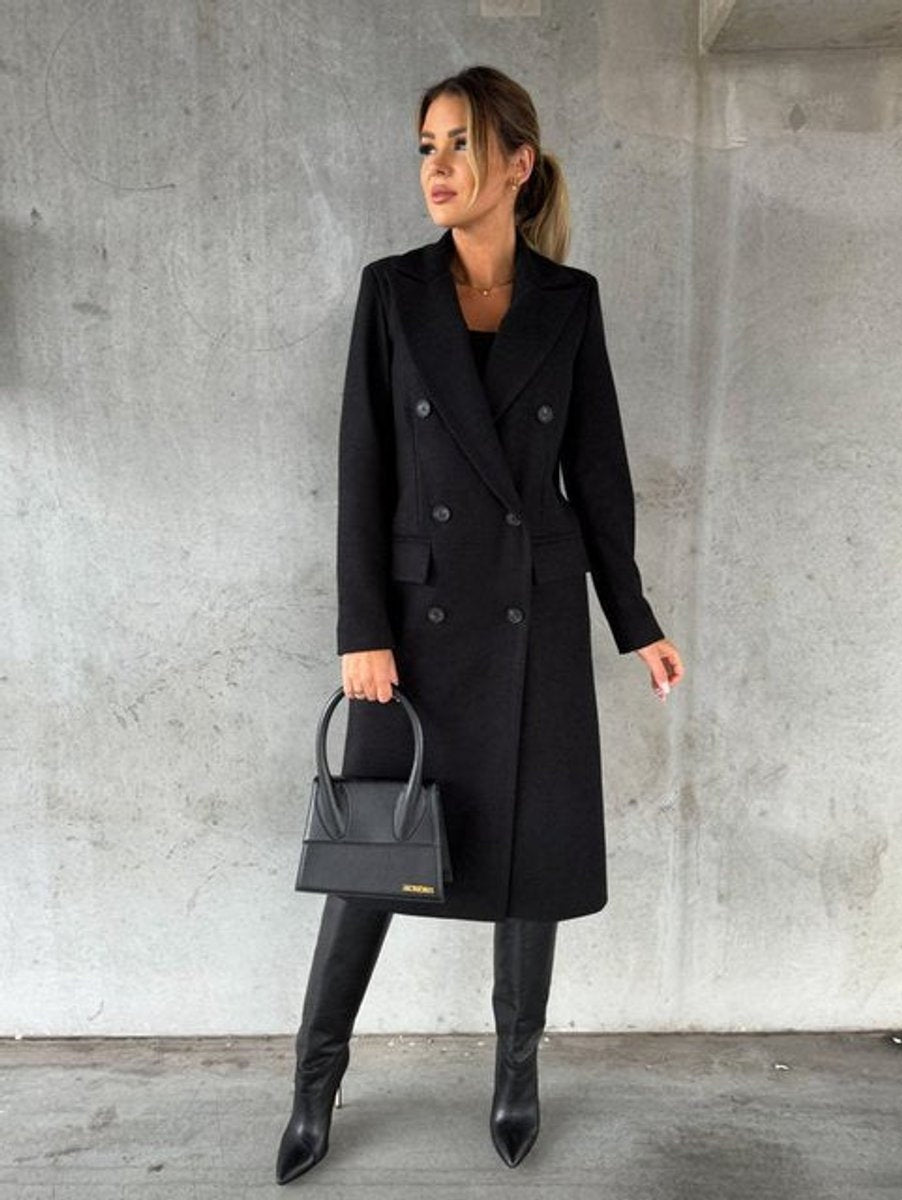 Clementine | Women's Long Double-Breasted Winter Coat with Lapels
