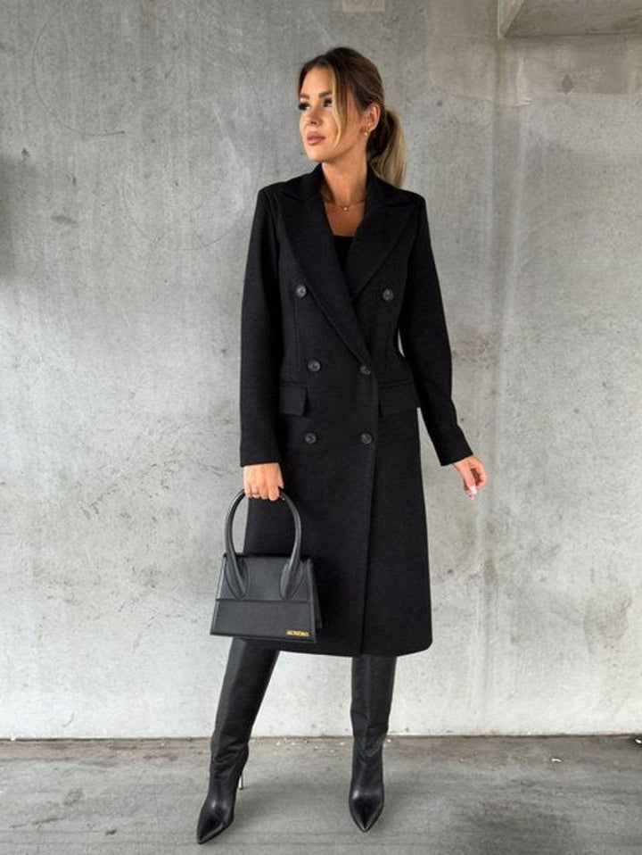 Clementine | Women's Long Double-Breasted Winter Coat with Lapels