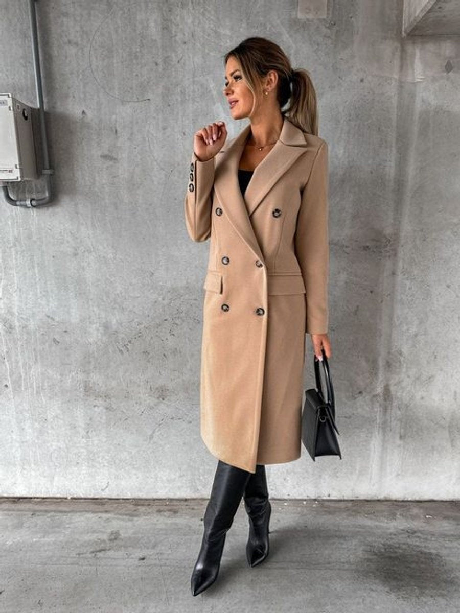 Clementine | Women's Long Double-Breasted Winter Coat with Lapels