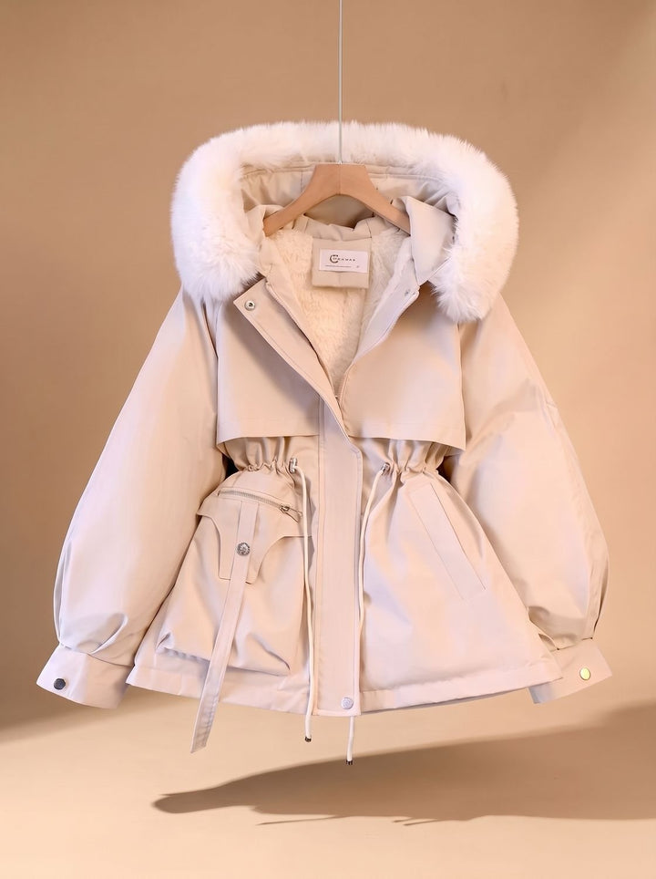 Clementine | Women's Parka Jacket with Faux Fur Hood Drawstring Waist