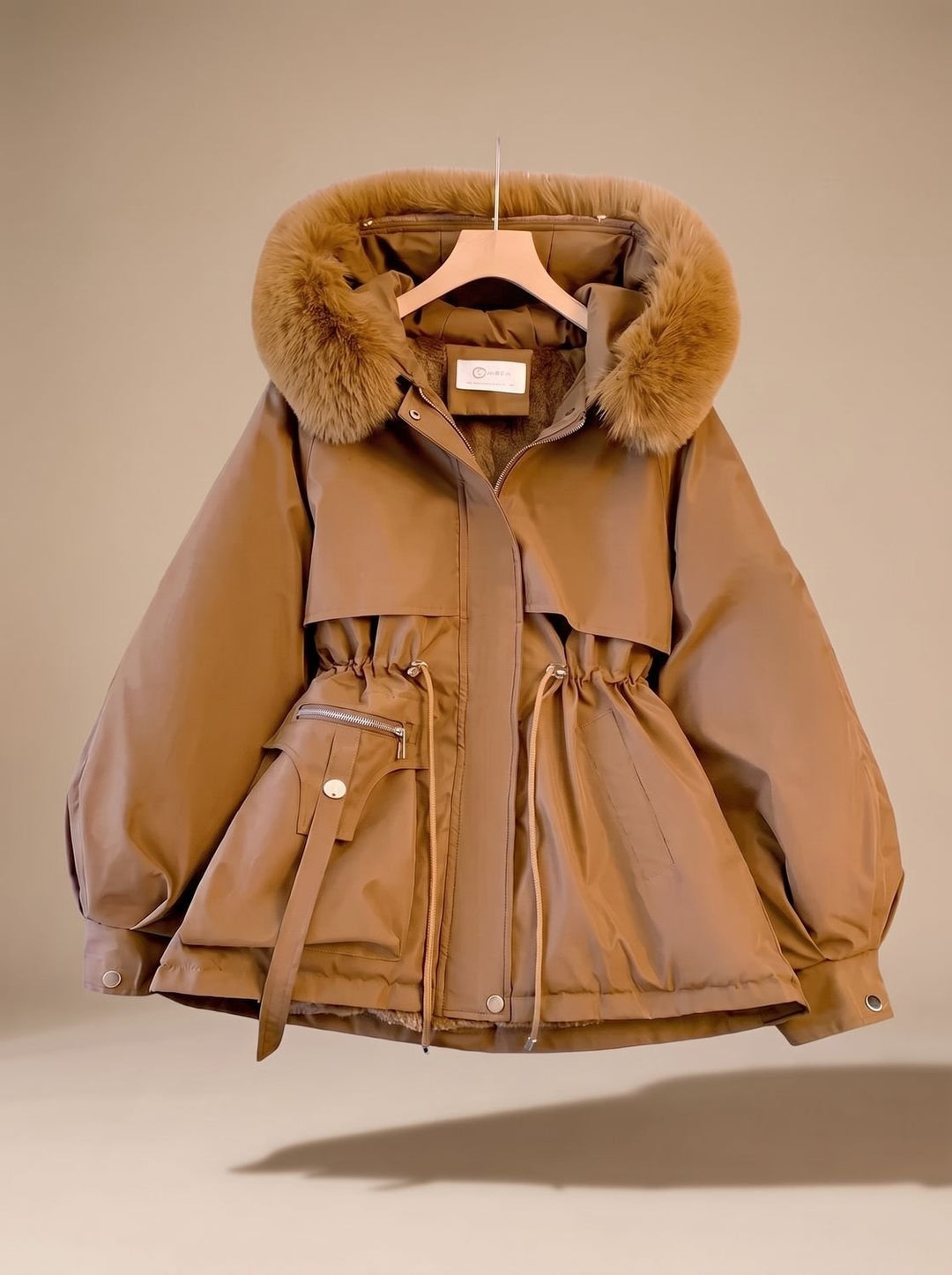 Clementine | Women's Parka Jacket with Faux Fur Hood Drawstring Waist