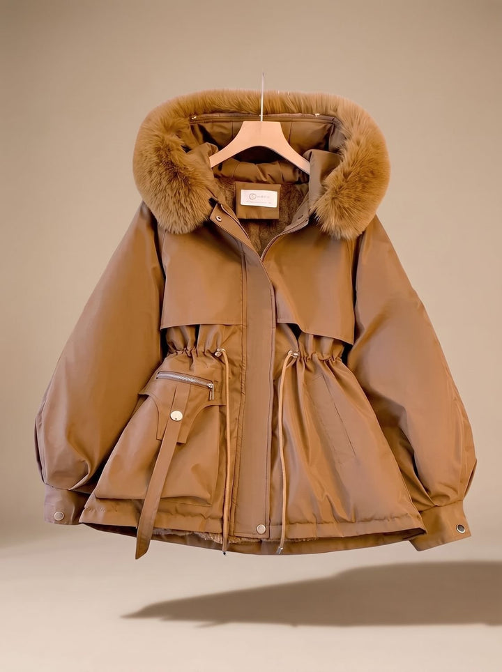 Clementine | Women's Parka Jacket with Faux Fur Hood Drawstring Waist