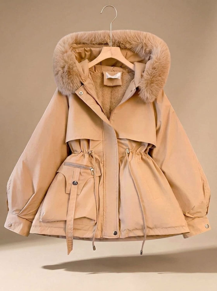 Clementine | Women's Parka Jacket with Faux Fur Hood Drawstring Waist