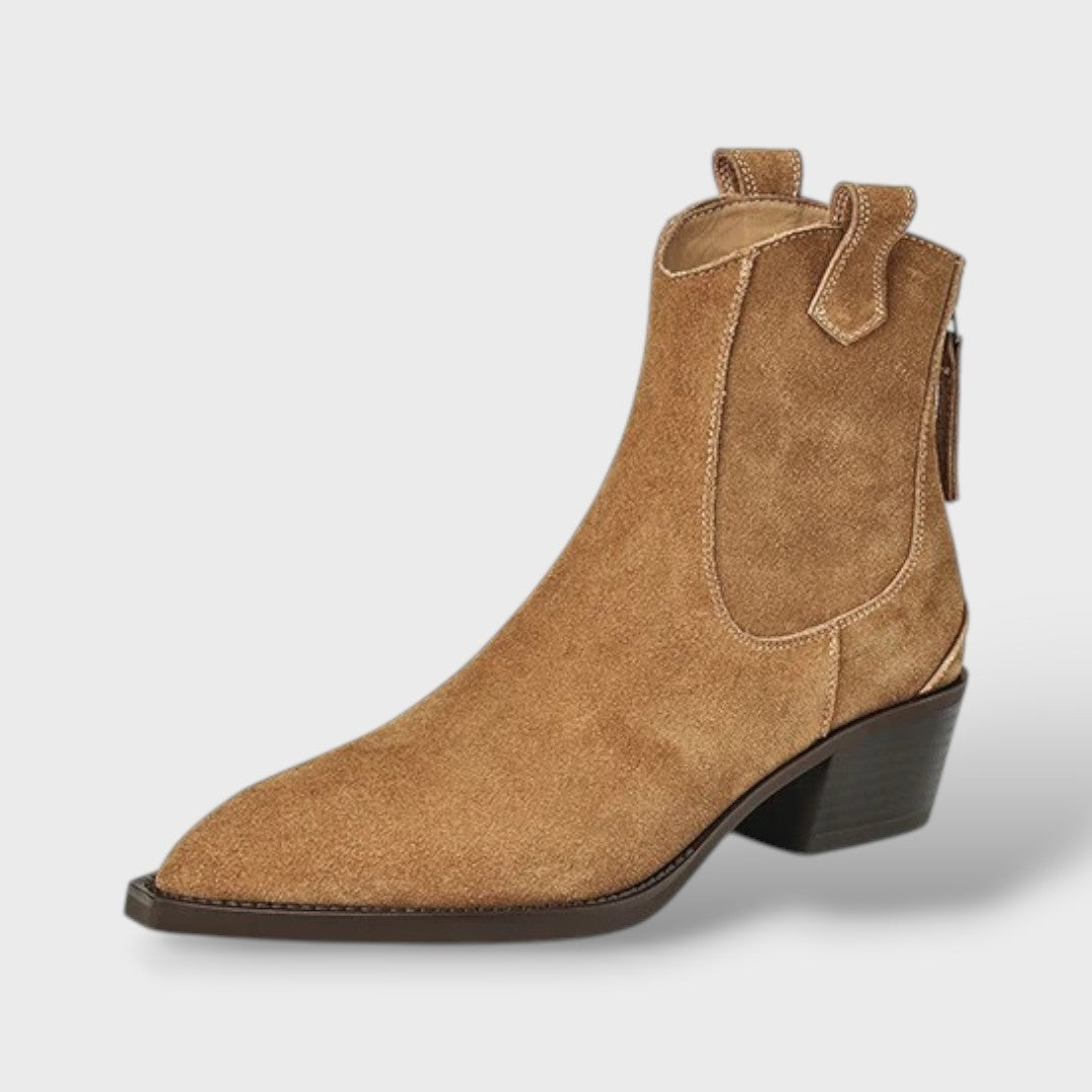 Clementine | Women's Suede Cowgirl Ankle Boots