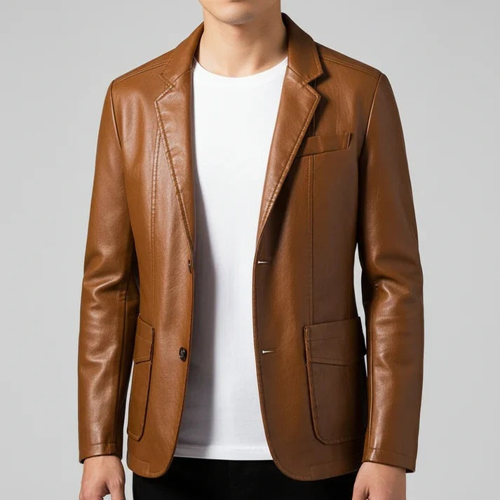 Daan | Leren Blazer Jas Heren Revers Kraag