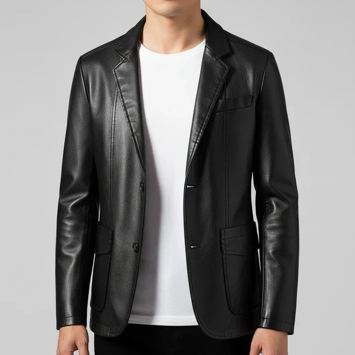 Daan | Leren Blazer Jas Heren Revers Kraag