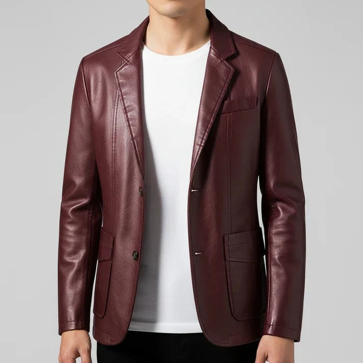 Daan | Leren Blazer Jas Heren Revers Kraag