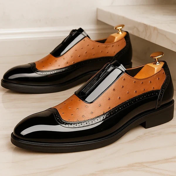 Daan | Oxford Struisvogelleer Heren Rits Brogue Detail