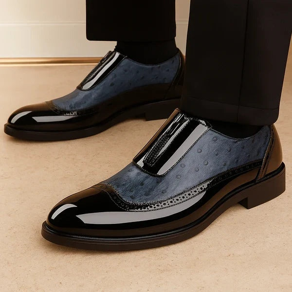 Daan | Oxford Struisvogelleer Heren Rits Brogue Detail