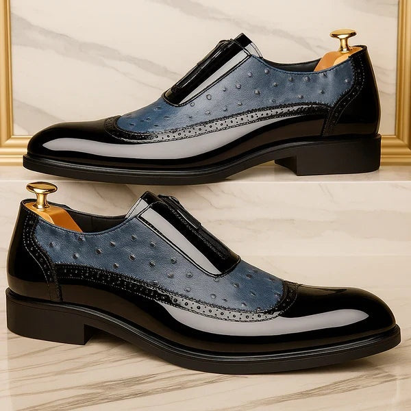 Daan | Oxford Struisvogelleer Heren Rits Brogue Detail
