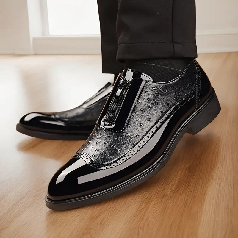 Daan | Oxford Struisvogelleer Heren Rits Brogue Detail