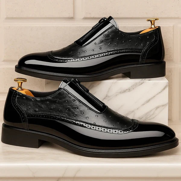 Daan | Oxford Struisvogelleer Heren Rits Brogue Detail
