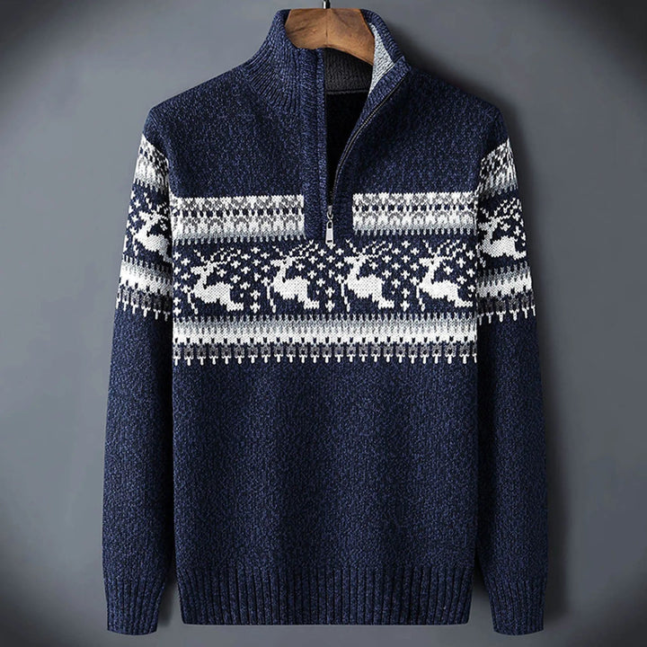 Daan | Quarter Zip Gebreide Trui Heren Fair Isle Patroon
