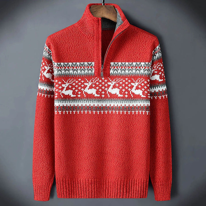Daan | Quarter Zip Gebreide Trui Heren Fair Isle Patroon