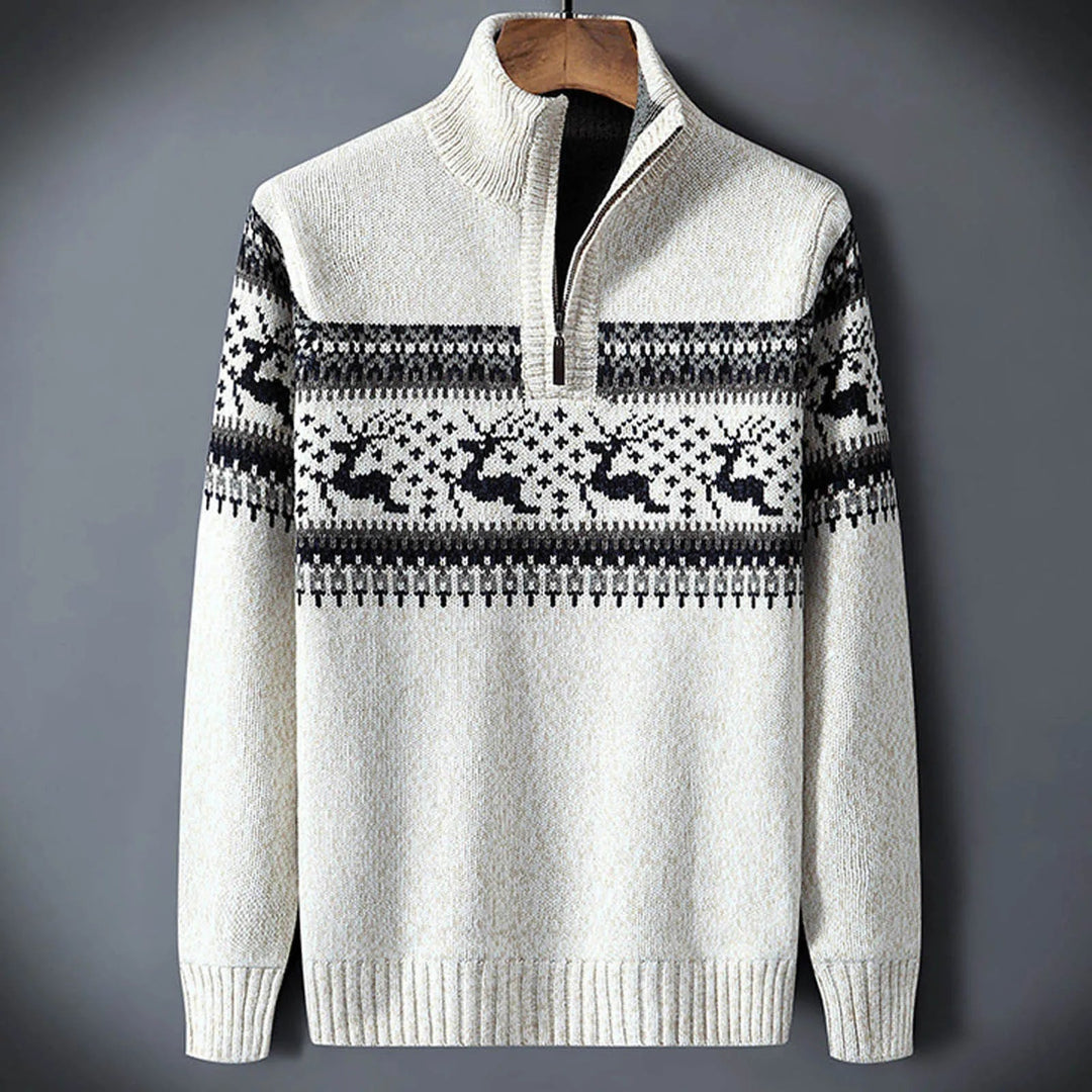 Daan | Quarter Zip Gebreide Trui Heren Fair Isle Patroon