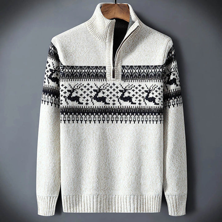 Daan | Quarter Zip Gebreide Trui Heren Fair Isle Patroon