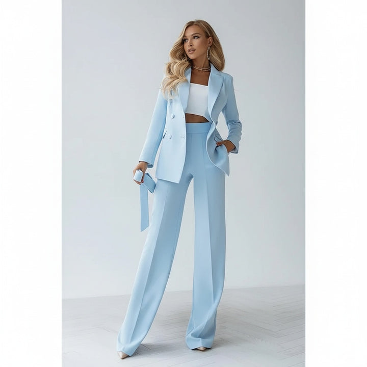 Daphne | Blazer Set Dames Pantalon Wijde Pijp Dubbele Rij Knopen