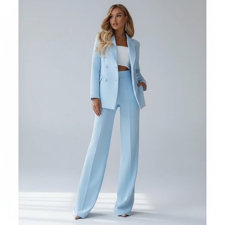 Daphne | Blazer Set Dames Pantalon Wijde Pijp Dubbele Rij Knopen