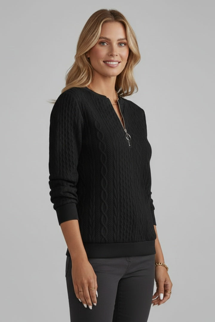 Daphne | Quarter Zip Trui met Kabelbrei Dames Lange Mouwen