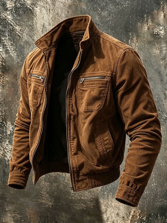 Dashiell | Men's Corduroy Bomber Jacket with Zip Pockets