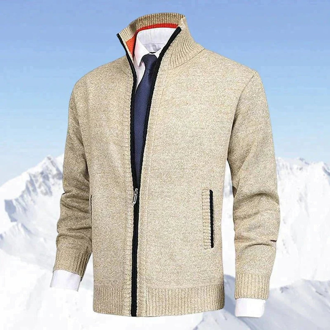 Dashiell | Men's Knit Zip Up Cardigan Sweater with Stand Collar
