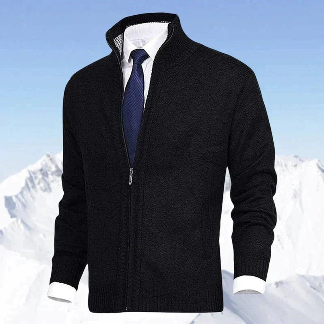 Dashiell | Men's Knit Zip Up Cardigan Sweater with Stand Collar