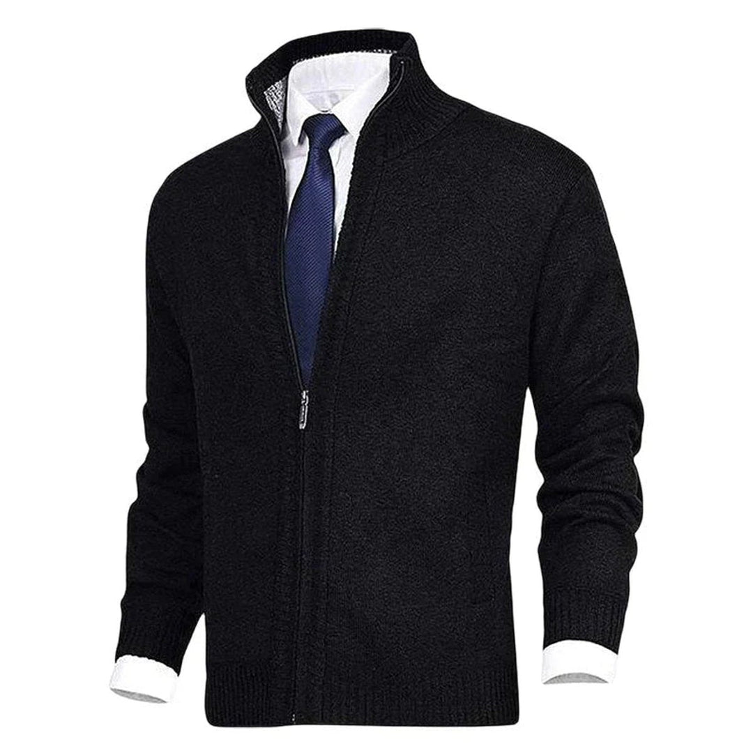 Dashiell | Men's Knit Zip Up Cardigan Sweater with Stand Collar