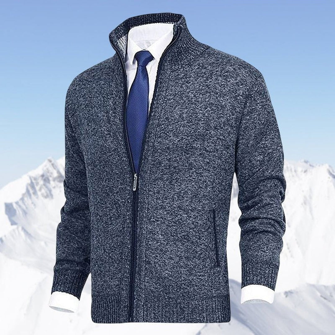 Dashiell | Men's Knit Zip Up Cardigan Sweater with Stand Collar