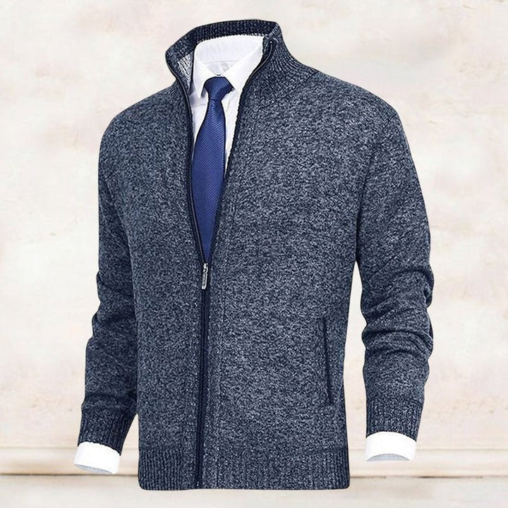 Dashiell | Men's Knit Zip Up Cardigan Sweater with Stand Collar