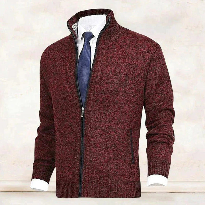 Dashiell | Men's Knit Zip Up Cardigan Sweater with Stand Collar