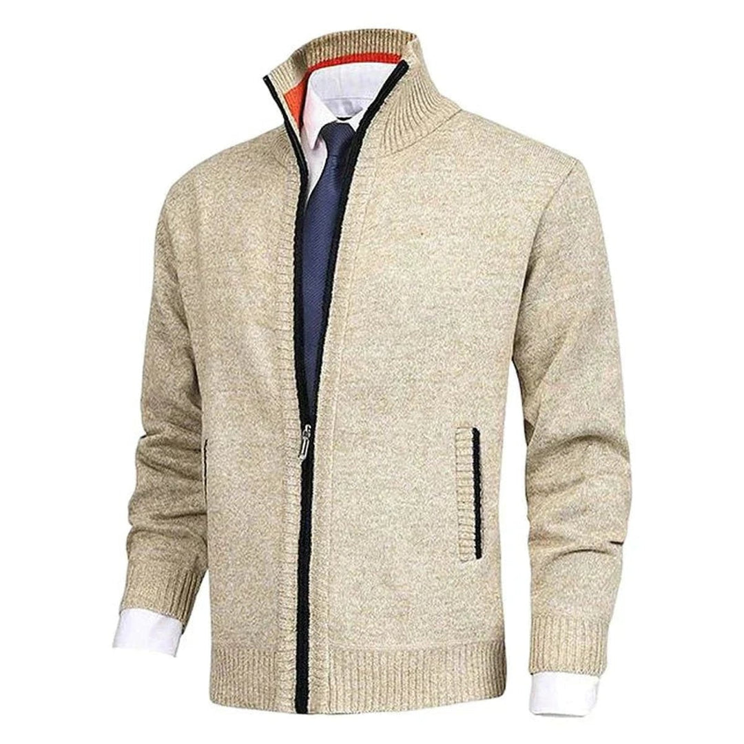 Dashiell | Men's Knit Zip Up Cardigan Sweater with Stand Collar