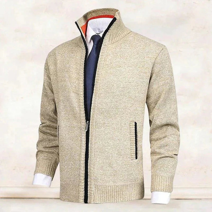 Dashiell | Men's Knit Zip Up Cardigan Sweater with Stand Collar