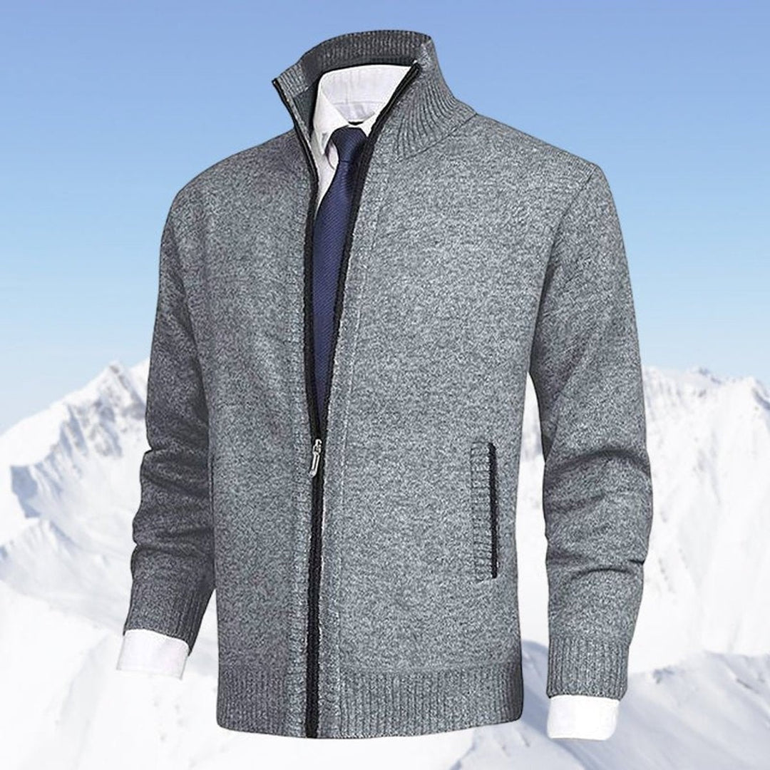 Dashiell | Men's Knit Zip Up Cardigan Sweater with Stand Collar