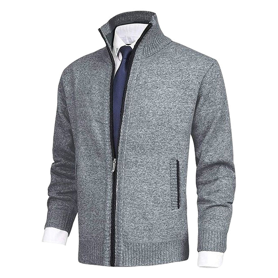Dashiell | Men's Knit Zip Up Cardigan Sweater with Stand Collar