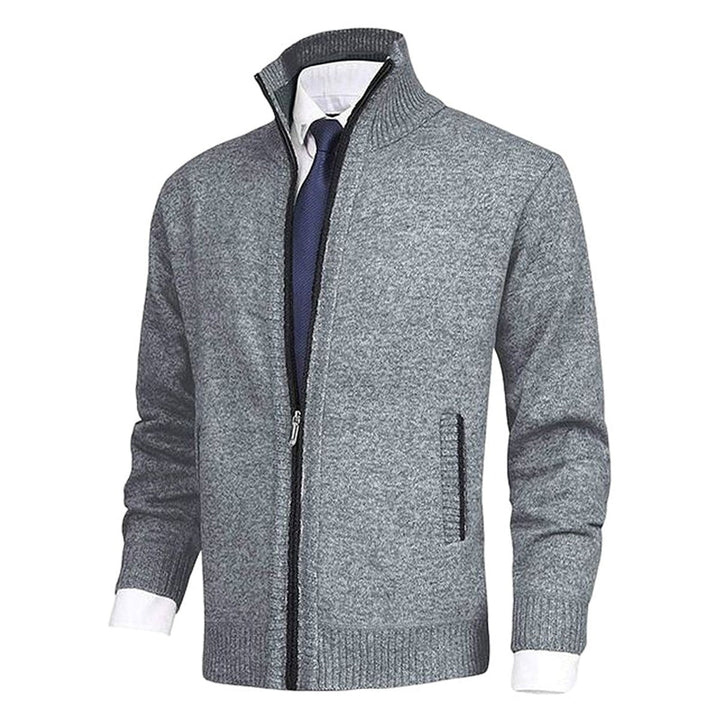 Dashiell | Men's Knit Zip Up Cardigan Sweater with Stand Collar