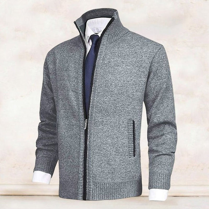 Dashiell | Men's Knit Zip Up Cardigan Sweater with Stand Collar