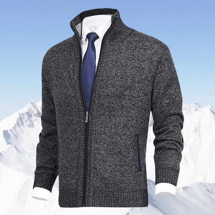 Dashiell | Men's Knit Zip Up Cardigan Sweater with Stand Collar