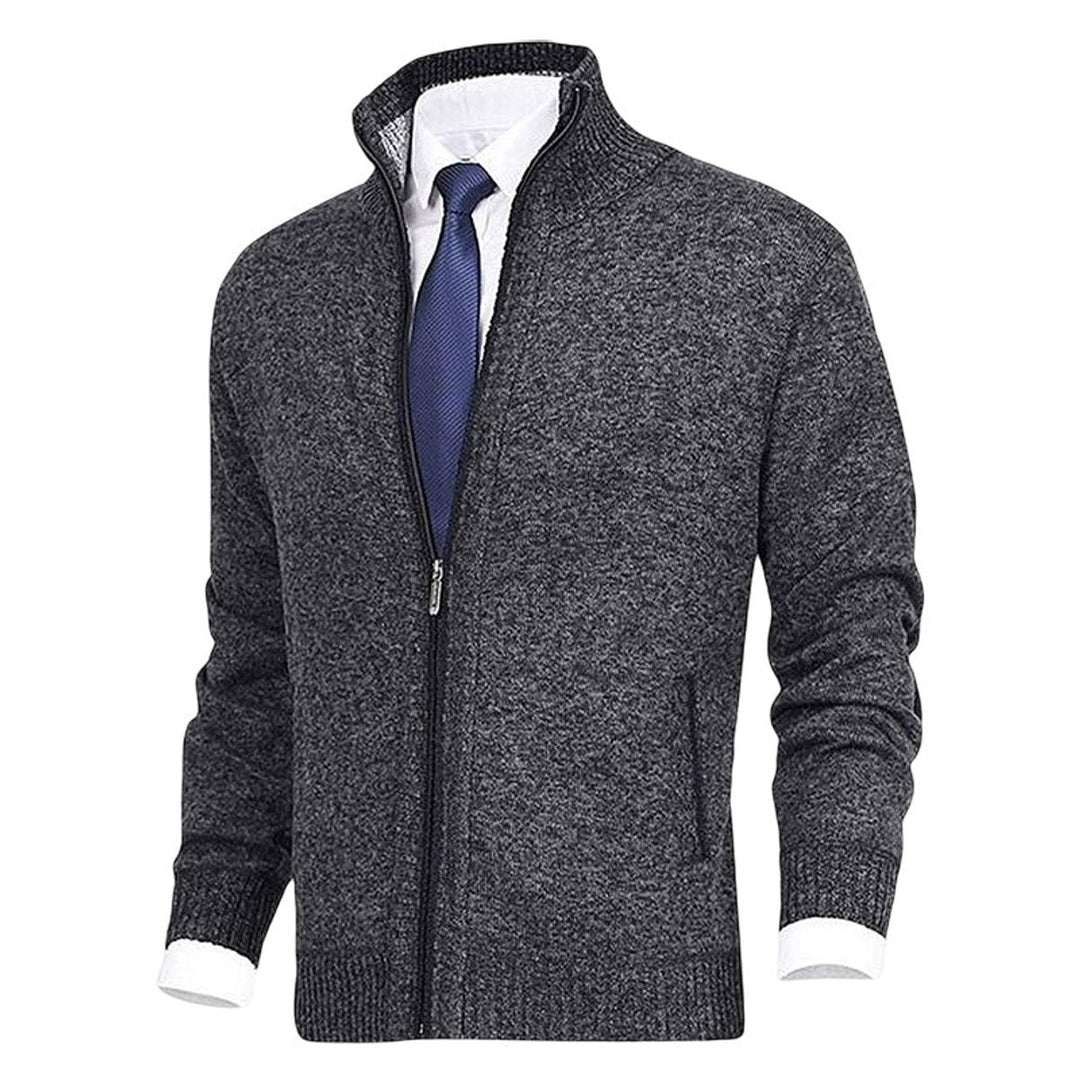 Dashiell | Men's Knit Zip Up Cardigan Sweater with Stand Collar