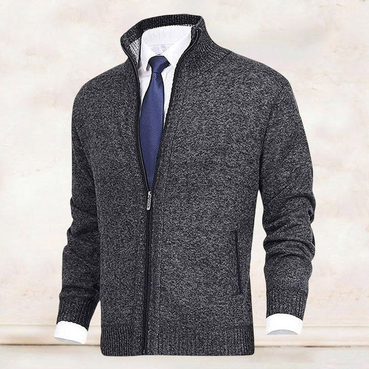 Dashiell | Men's Knit Zip Up Cardigan Sweater with Stand Collar