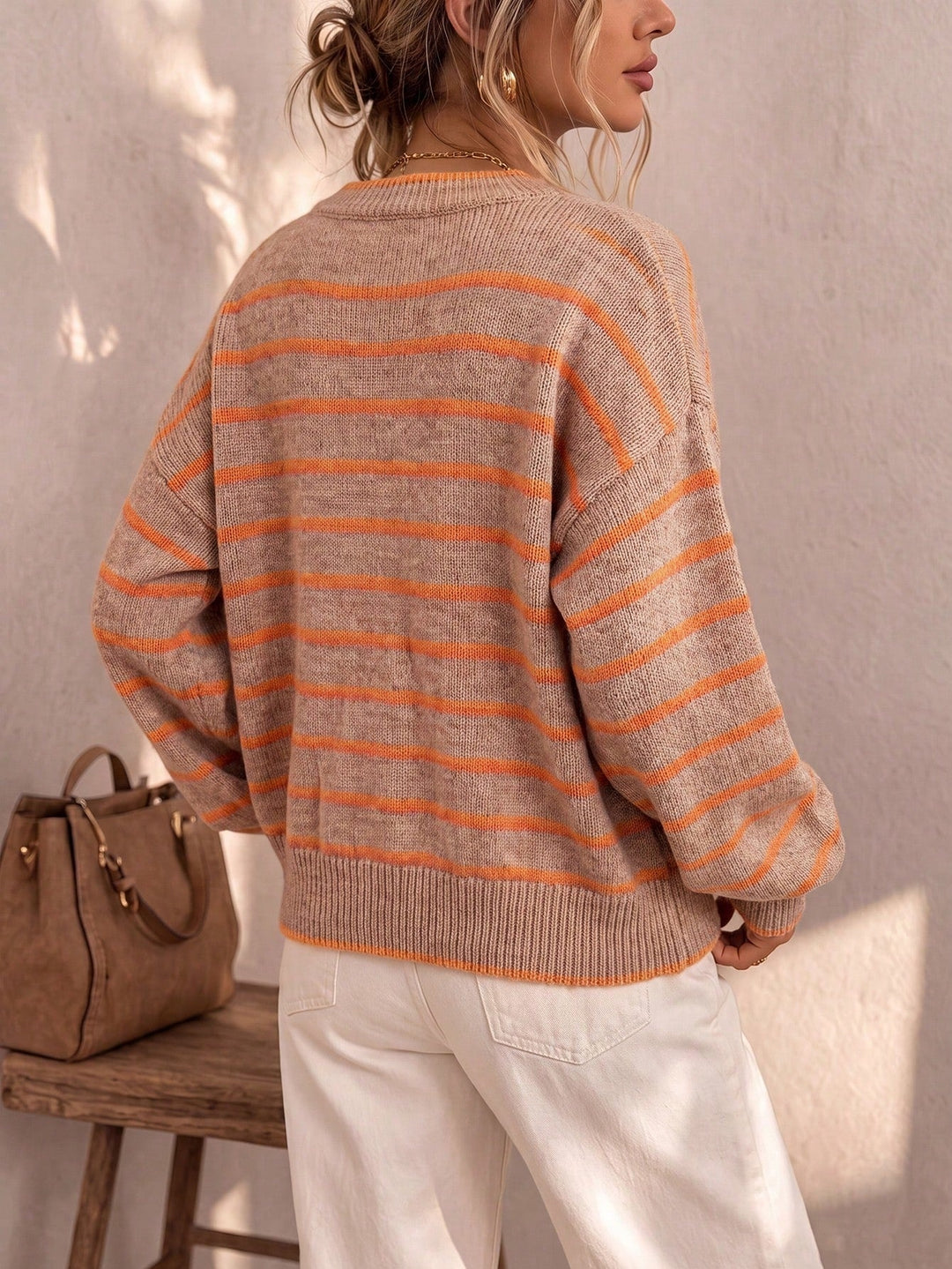 Delphine | Women's Cute Striped Knit Cardigan with Buttons