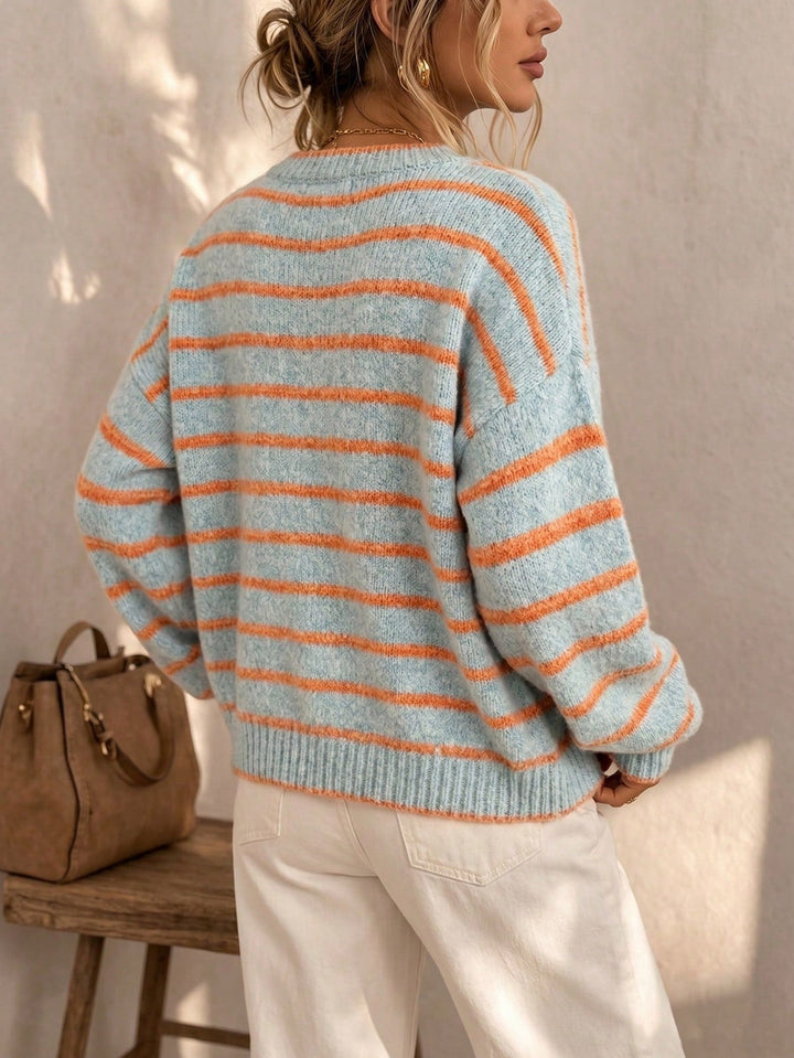 Delphine | Women's Cute Striped Knit Cardigan with Buttons